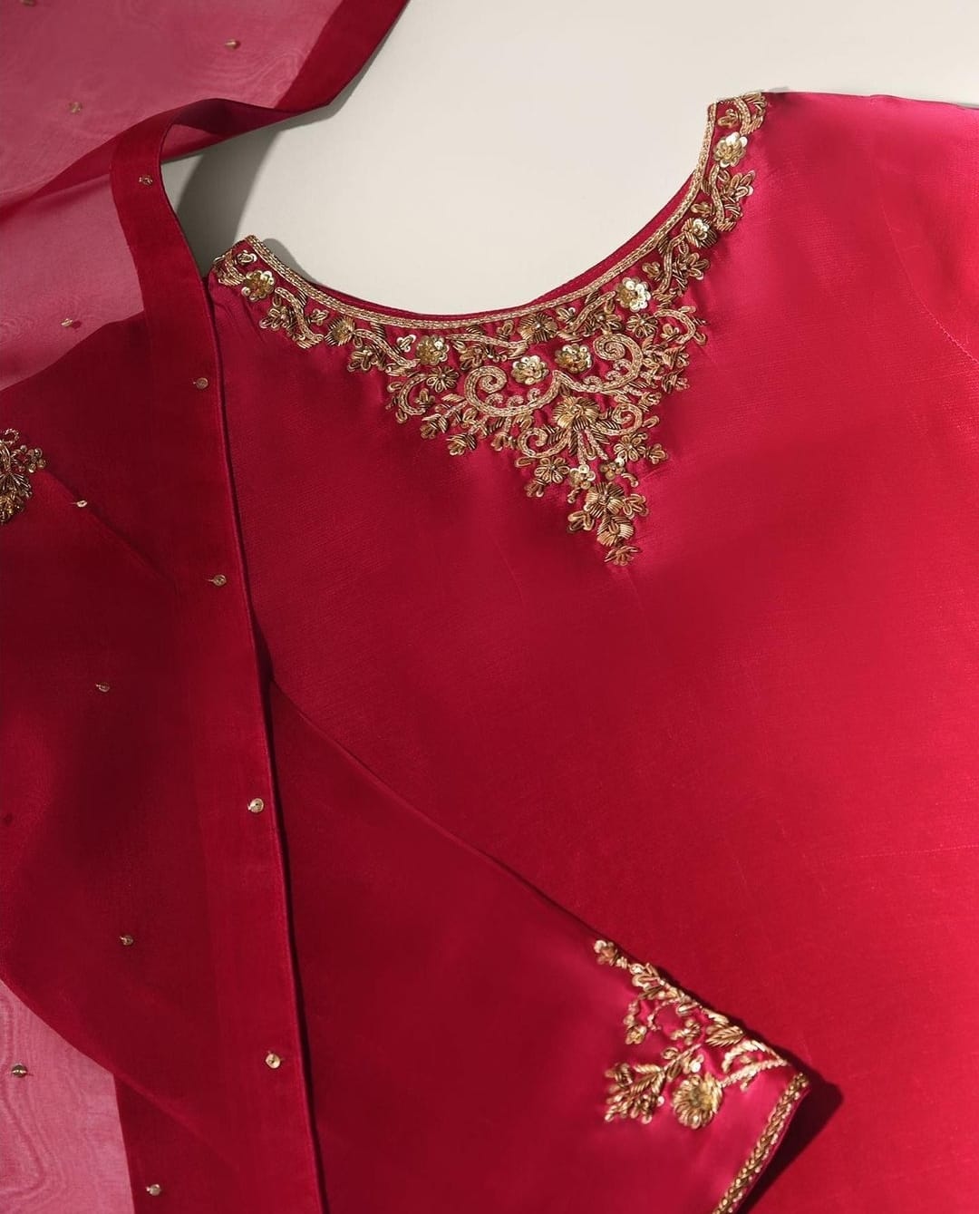 QAFLA COLLECTION ZOHRA RED UNSTITCHED