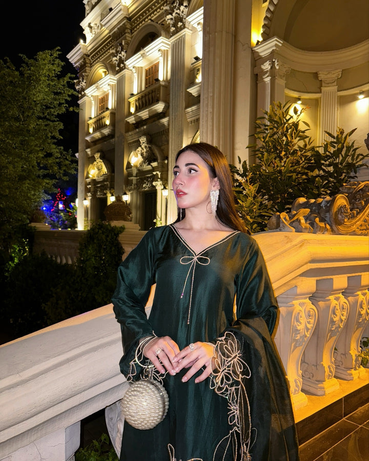 QAFLA COLLECTION TITLI BOTTEL GREEN UNSTITCHED