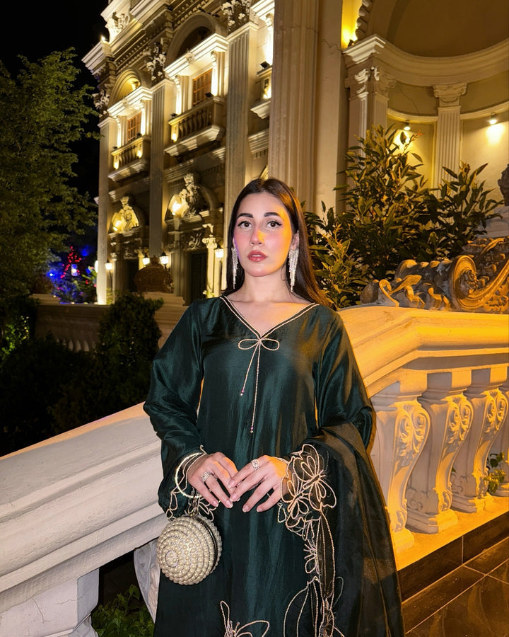 QAFLA COLLECTION TITLI BOTTEL GREEN UNSTITCHED