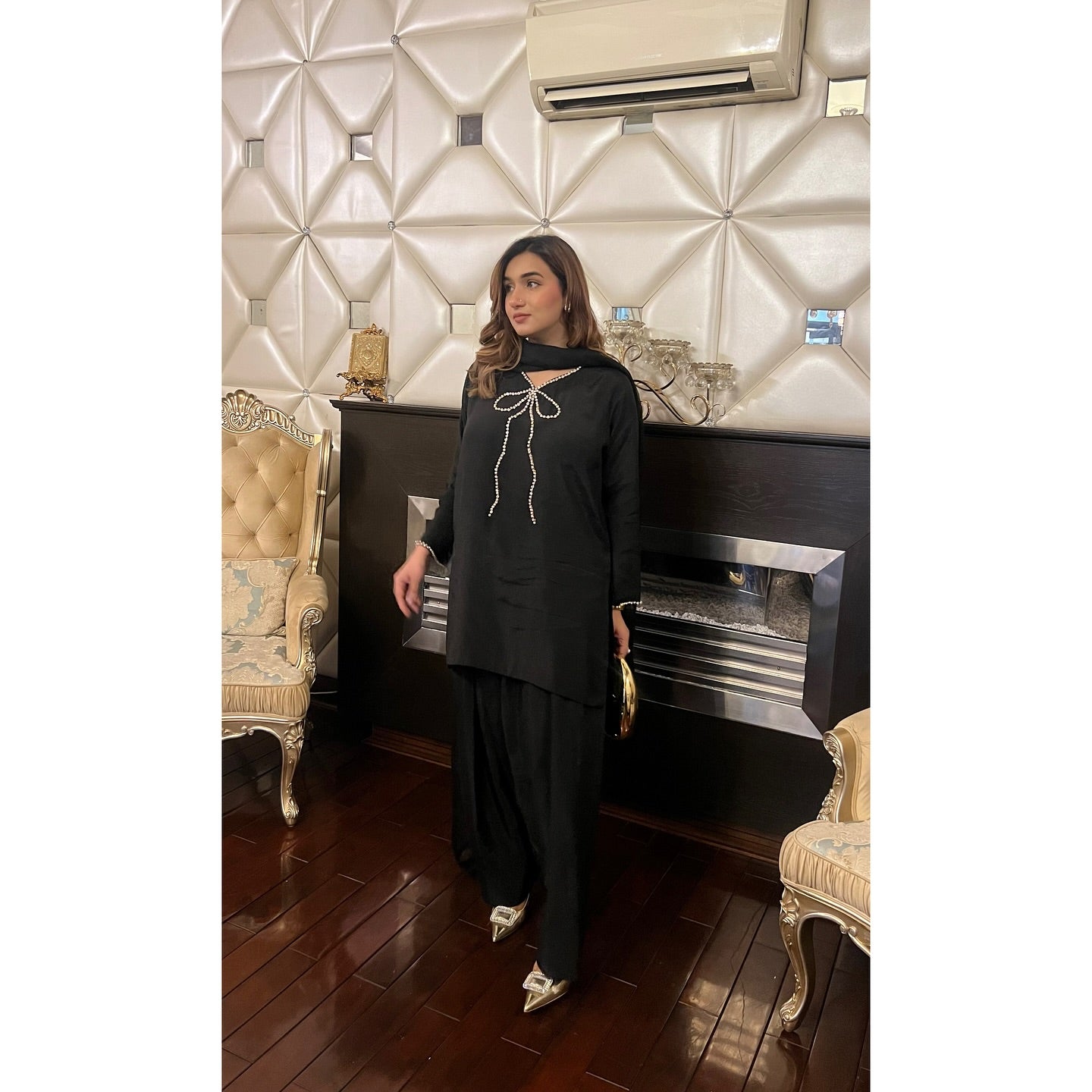 QAFLA COLLECTION MARVI BLACK UNSTITCHED