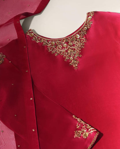 QAFLA COLLECTION  ZOHRA RED UNSTITCHED