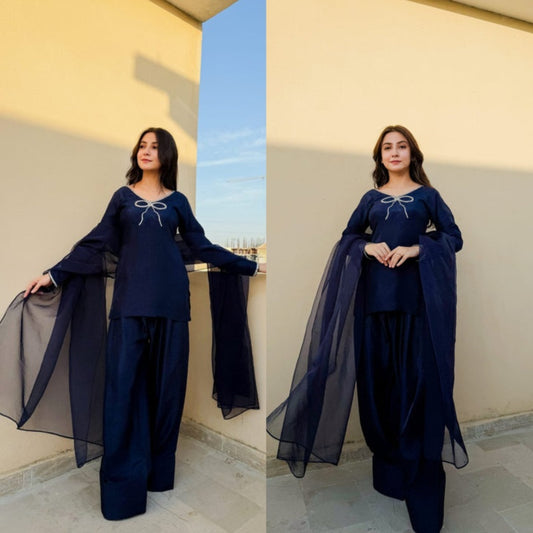 QAFLA COLLECTION  MARVI NAVY BLUE UNSTITCHED