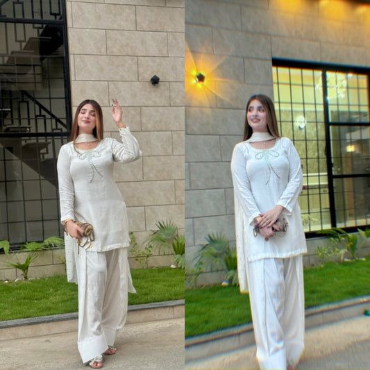QAFLA COLLECTION MARVI WHITE UNSTITCHED