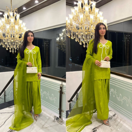 QAFLA COLLECTION MARVI GREEN UNSTITCHED
