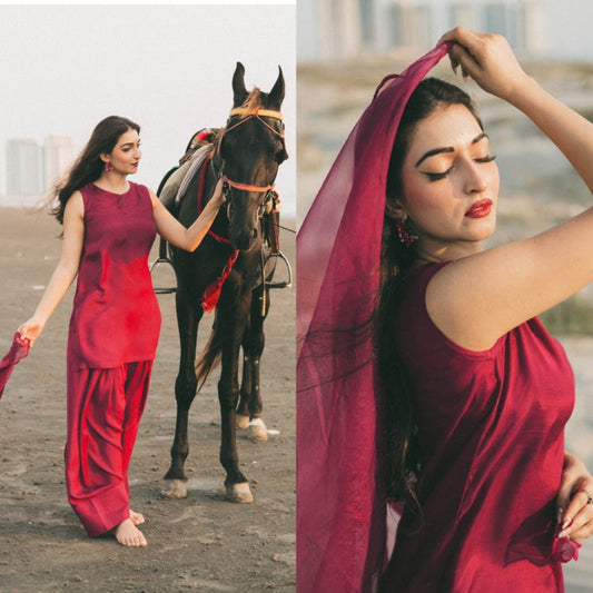 QF- ZAHRA MAHROON STITCH