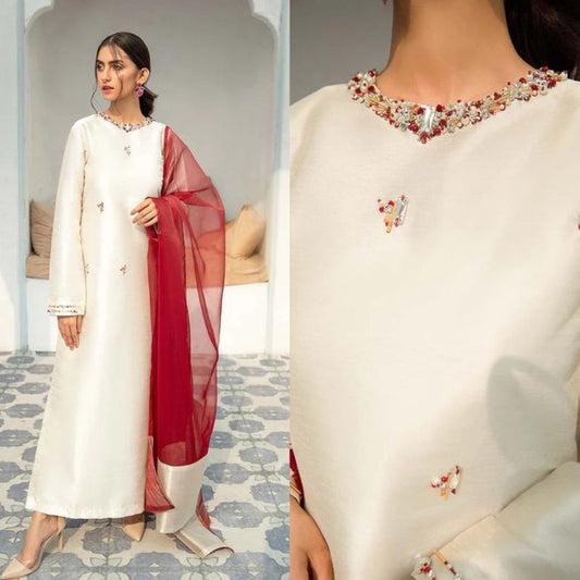 QAFLA COLLECTION SM-WHITE UNSTITCHED