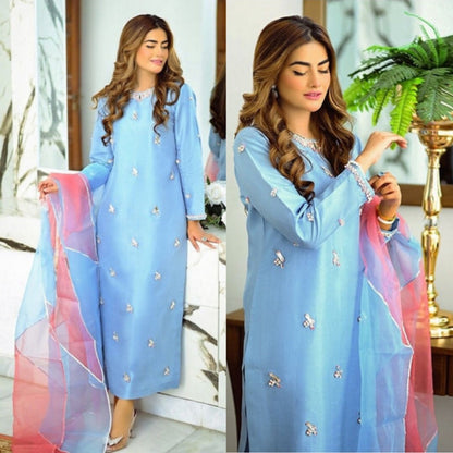 QAFLA COLLECTION  SM SKY UNSTITCHED