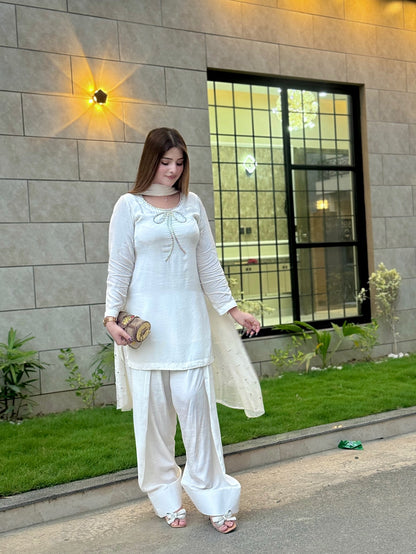 QAFLA COLLECTION MARVI WHITE UNSTITCHED