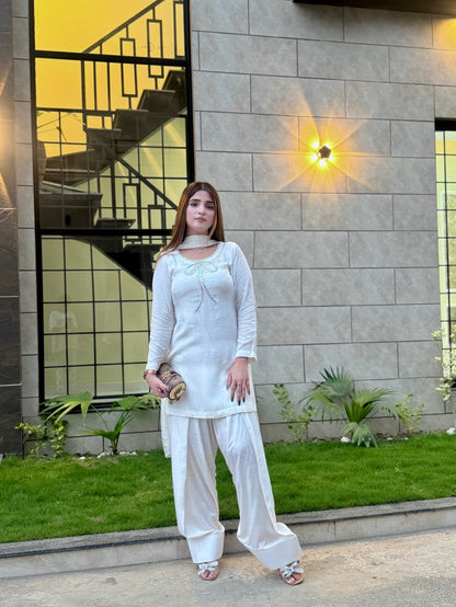 QAFLA COLLECTION MARVI WHITE UNSTITCHED