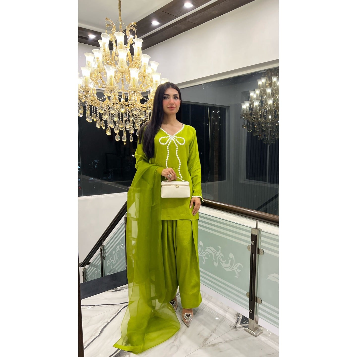 QAFLA COLLECTION MARVI GREEN UNSTITCHED