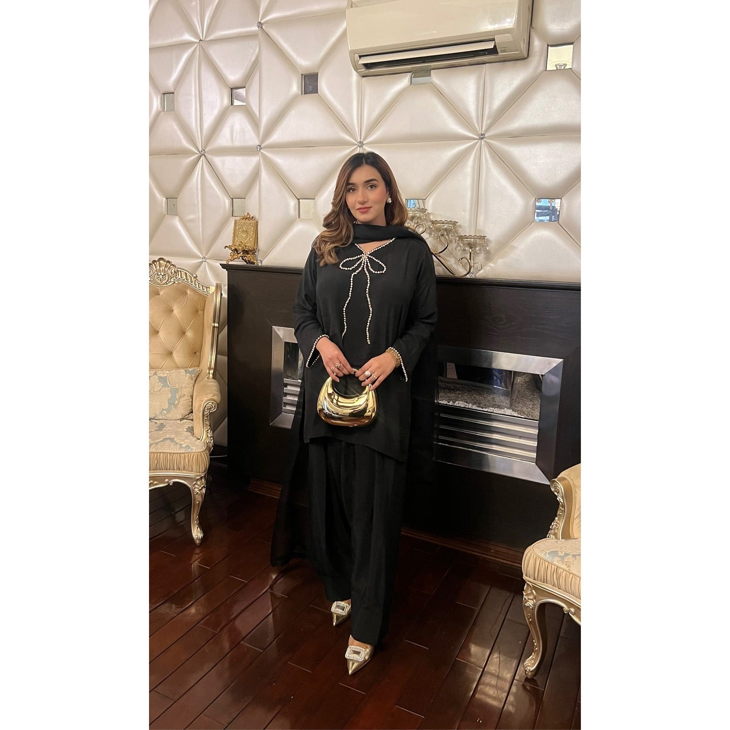QAFLA COLLECTION   MARVI BLACK UNSTITCHED