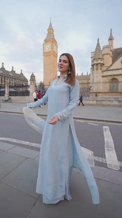 QAFLA COLLECTION CYAN UNSTITCHED