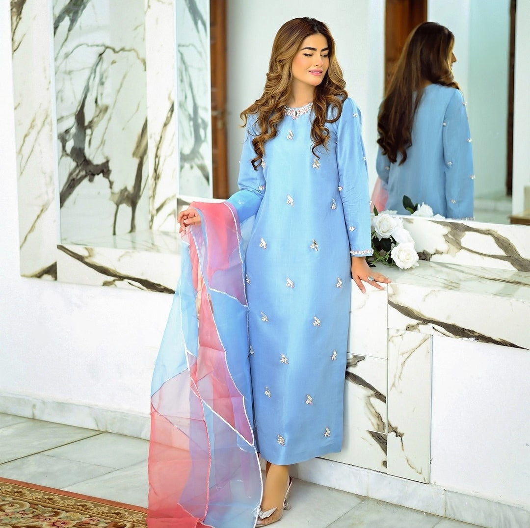 QAFLA COLLECTION  SM SKY UNSTITCHED