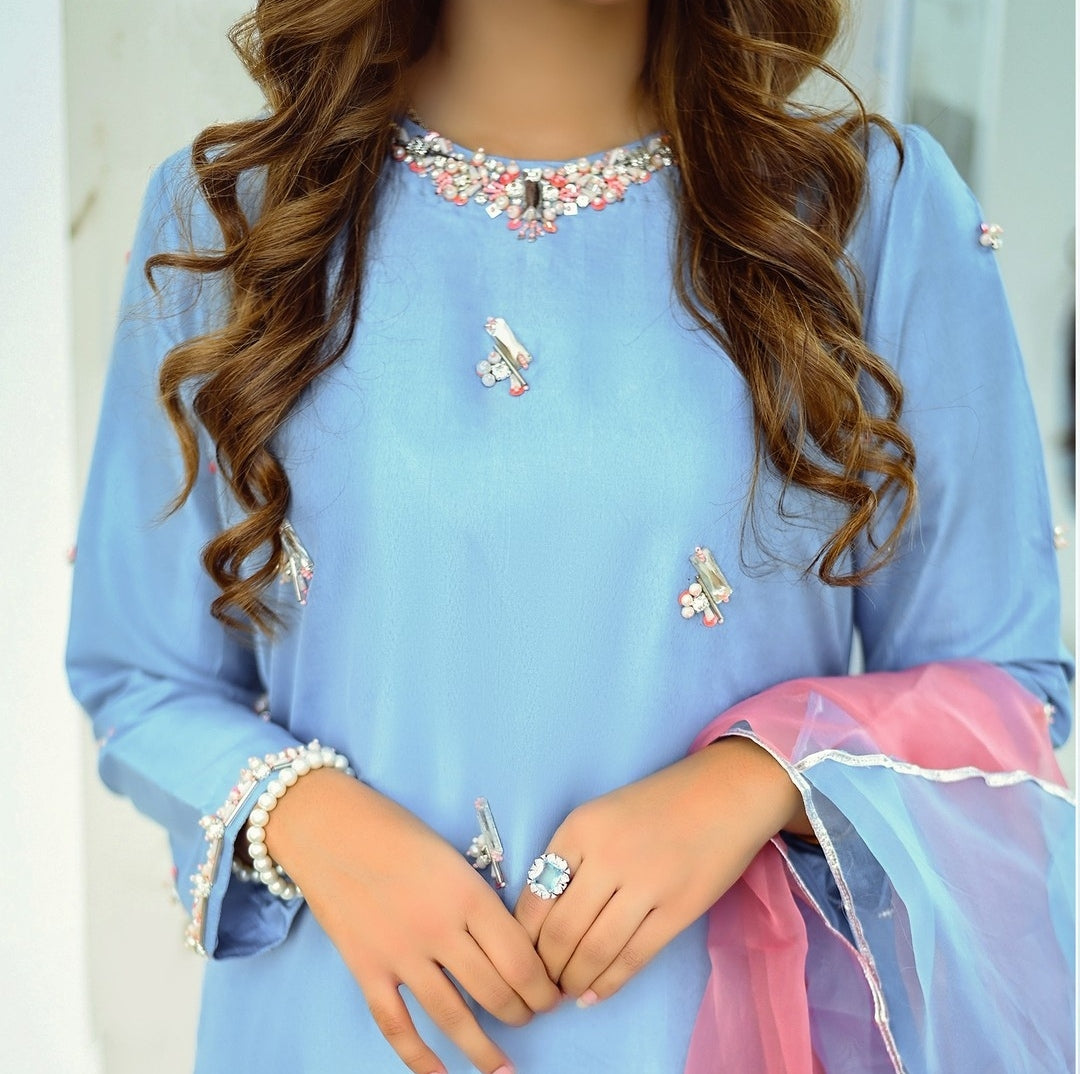 QAFLA COLLECTION  SM SKY UNSTITCHED